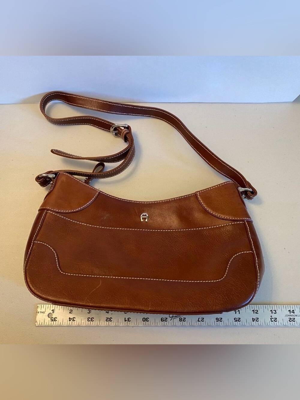Vintage Etienne Aigner Cognac Leather Shoulder Bag